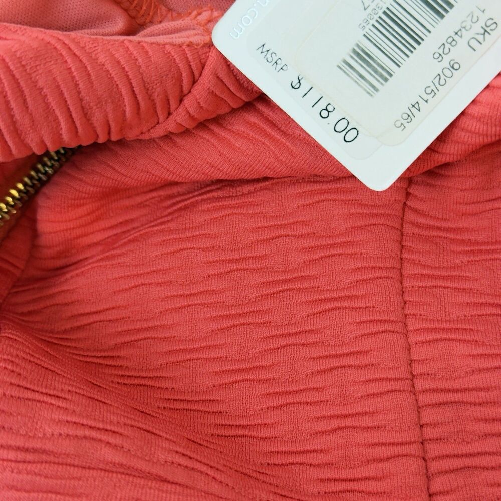 New Jessica Simpson Women Dress 10 Orange Textured Cut Out Back Pleated Pocket - Picture 5 of 16